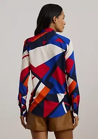 Petite Classic Fit Print Crepe Shirt