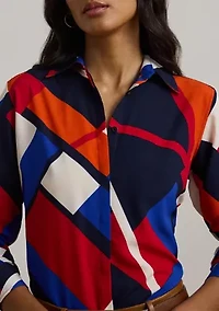 Petite Classic Fit Print Crepe Shirt