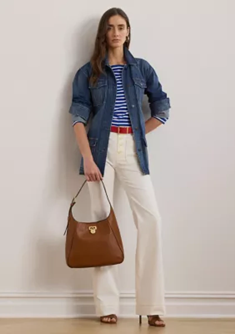 Petite Striped Cotton Jersey Boat. Neck Top