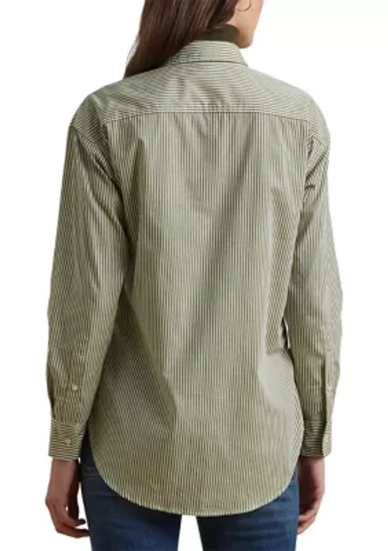 Petite Relaxed Fit Striped Broadcloth Shirt