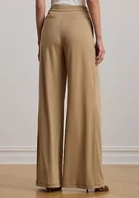 Petite Pleated Stretch Jersey Wide-Leg Pants