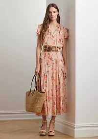 Petite Floral Crinkle Georgette Tiered Skirt