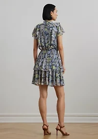 Petite Floral Ruffle-Trim Georgette Dress
