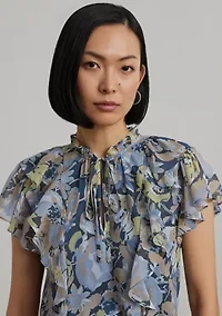 Petite Floral Ruffle-Trim Georgette Dress