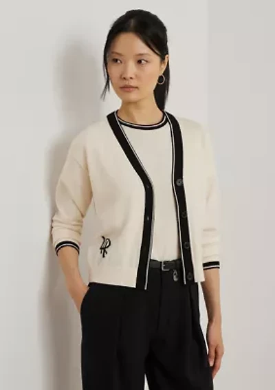 Petites Two Tone Cotton Blend Cardigan