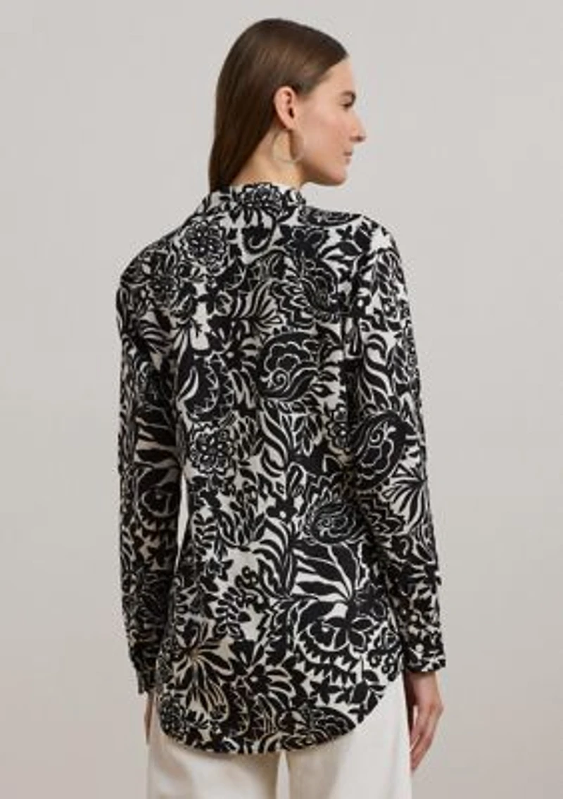 Petite Relaxed Fit Floral Linen Shirt