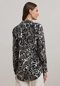 Petite Relaxed Fit Floral Linen Shirt