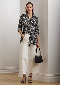 Petite Relaxed Fit Floral Linen Shirt