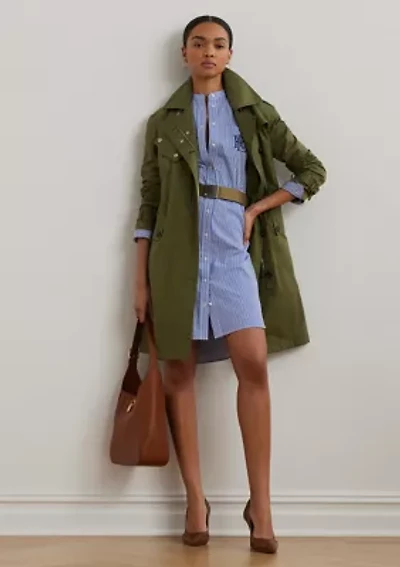 Petites Striped Belted Broadcloth Shirtdress