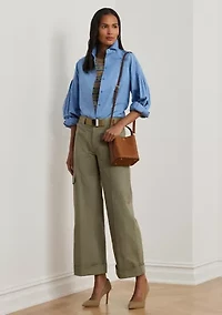 Petite Cotton Poplin Blouson-Sleeve Shirt