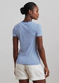 Petite Striped Stretch Cotton Crew Neck T-Shirt