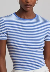Petite Striped Stretch Cotton Crew Neck T-Shirt