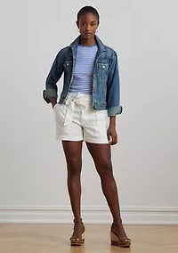 Petite Striped Stretch Cotton Crew Neck T-Shirt