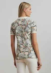 Petite Print Stretch Piqué Polo Shirt