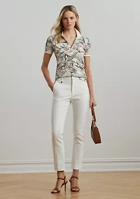 Petite Print Stretch Piqué Polo Shirt