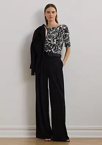 Petite Floral Stretch Cotton Boat Neck T-Shirt