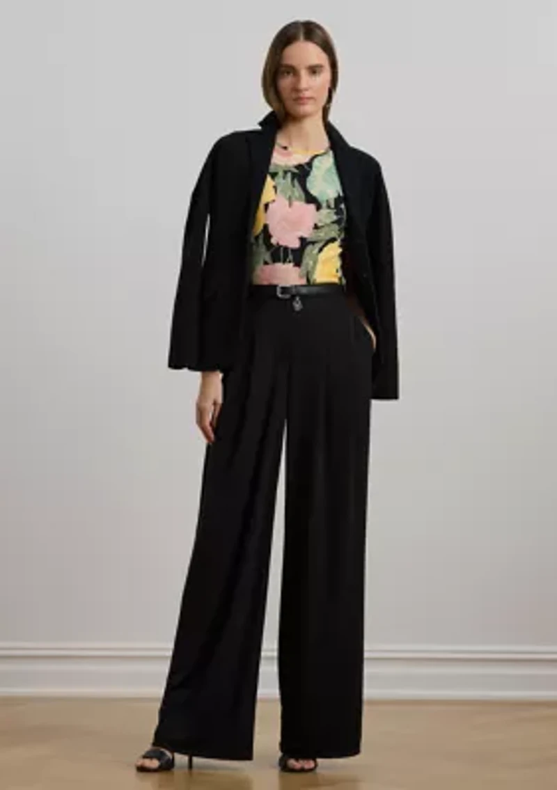 Petite Floral Stretch Cotton Crew Neck T-Shirt