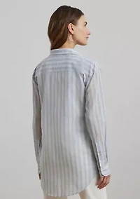 Petite Oversize Striped Cotton Voile Shirt
