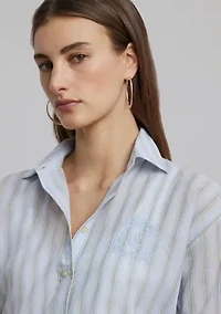 Petite Oversize Striped Cotton Voile Shirt