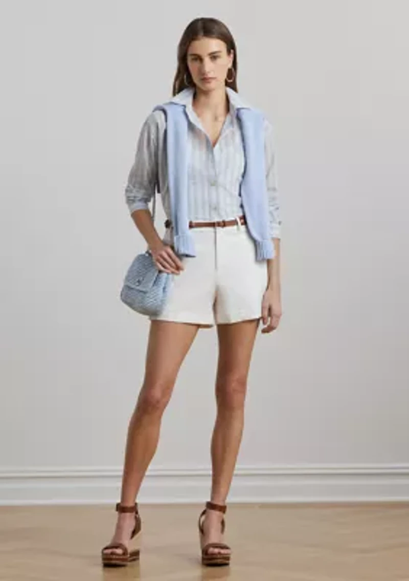 Petite Oversize Striped Cotton Voile Shirt