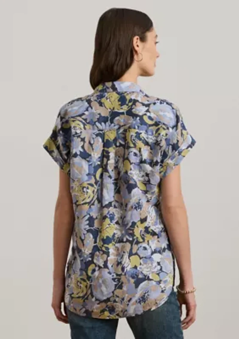Petites Relaxed Fit Floral Short-Sleeve Shirt