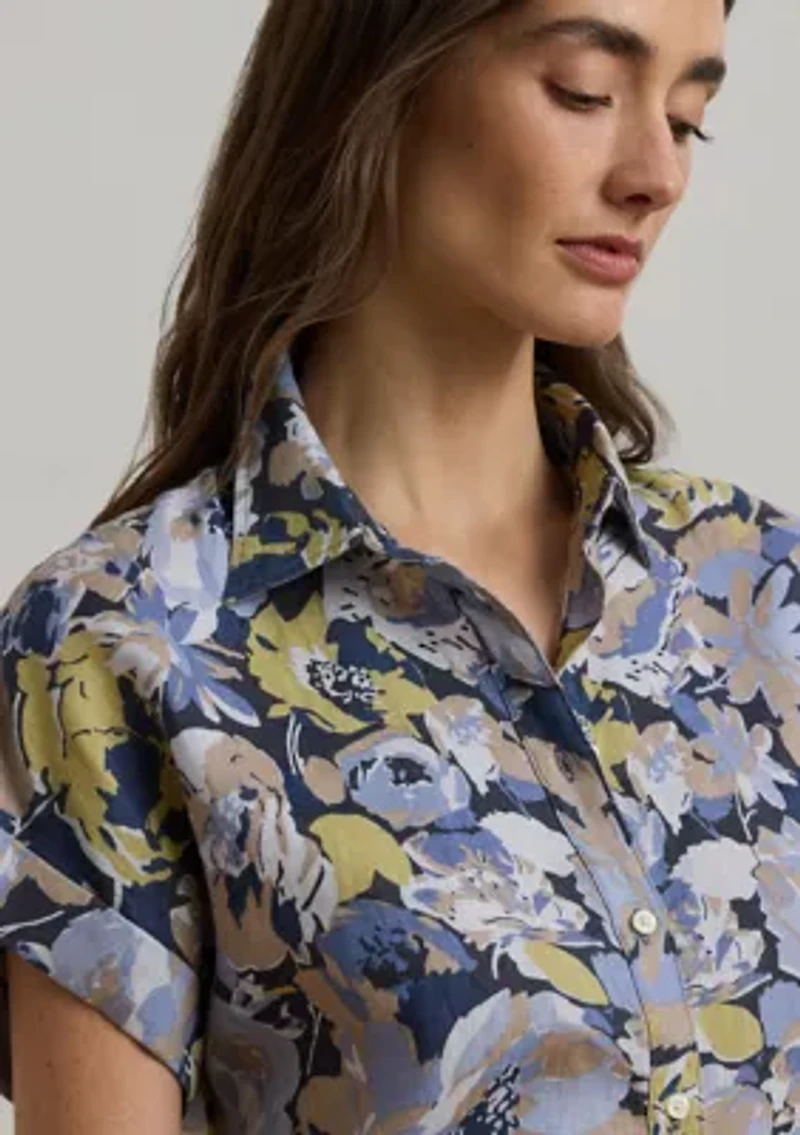 Petites Relaxed Fit Floral Short-Sleeve Shirt