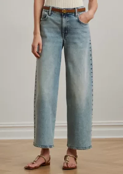 Petites High Rise Wide Leg Cropped Jeans