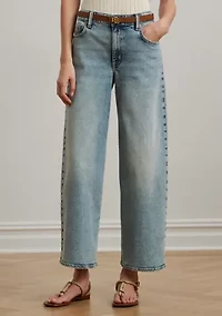 Petites High Rise Wide Leg Cropped Jeans
