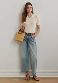 Petites High Rise Wide Leg Cropped Jeans