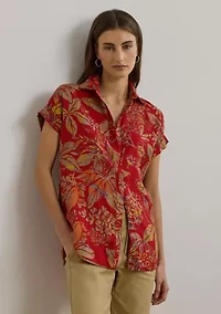 Petite Relaxed Fit Floral Short-Sleeve Shirt