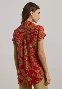 Petite Relaxed Fit Floral Short-Sleeve Shirt