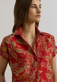 Petite Relaxed Fit Floral Short-Sleeve Shirt