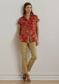 Petite Relaxed Fit Floral Short-Sleeve Shirt