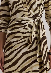Petite Zebra-Print Tie-Front Crepe Shirtdress