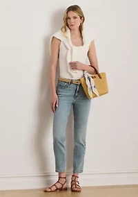 Petite High-Rise Straight Ankle Jeans