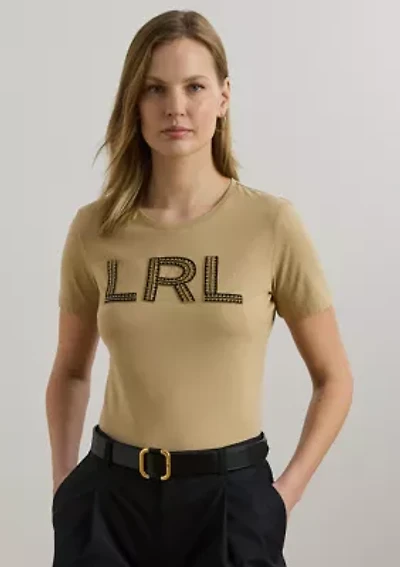 Petite Beaded-Logo Cotton Jersey T-Shirt