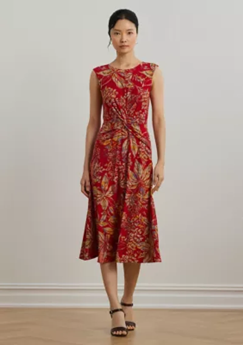 Petite Floral Twist Front Stretch Jersey Dress