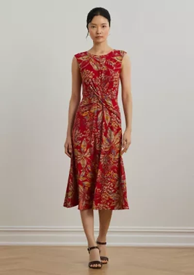 Petite Floral Twist Front Stretch Jersey Dress