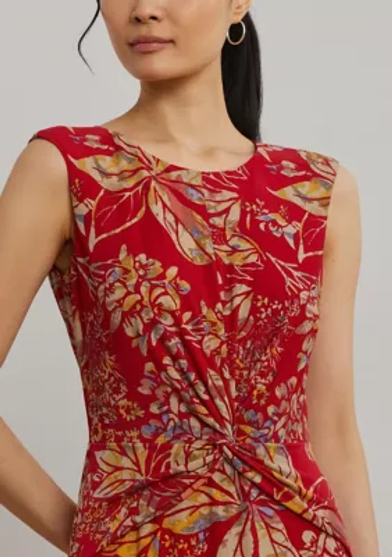 Petite Floral Twist Front Stretch Jersey Dress