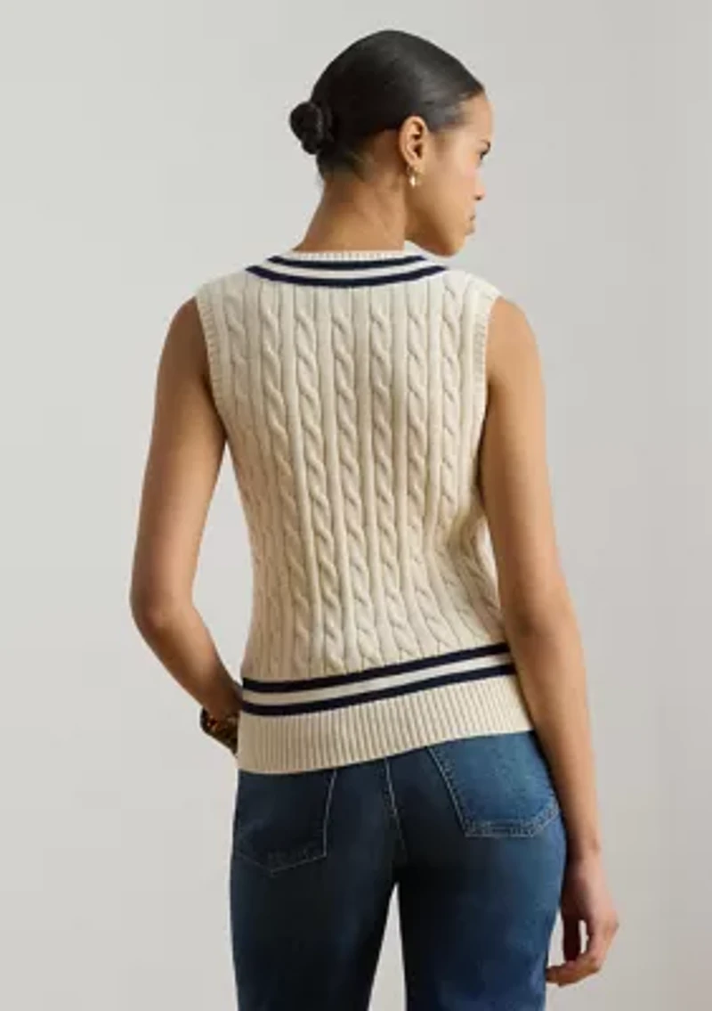 Petite Cable-Knit Cotton Cricket Sweater Vest