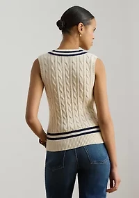 Petite Cable-Knit Cotton Cricket Sweater Vest