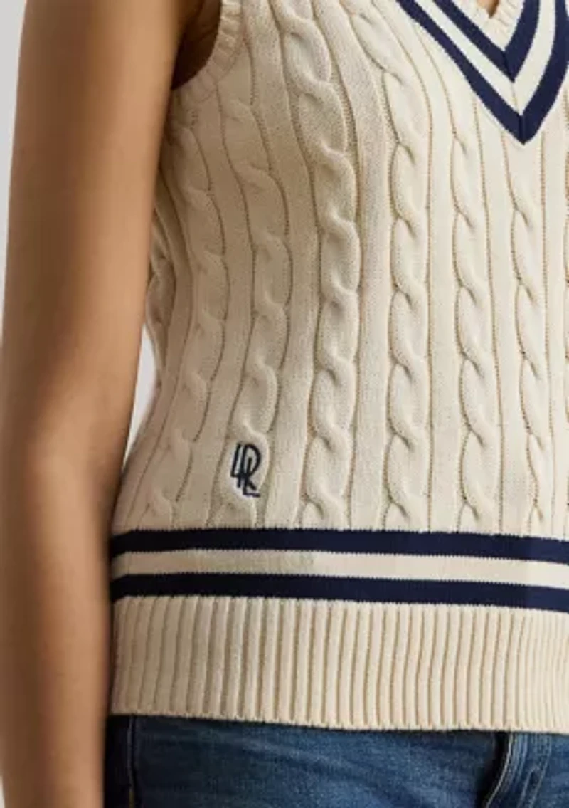 Petite Cable-Knit Cotton Cricket Sweater Vest