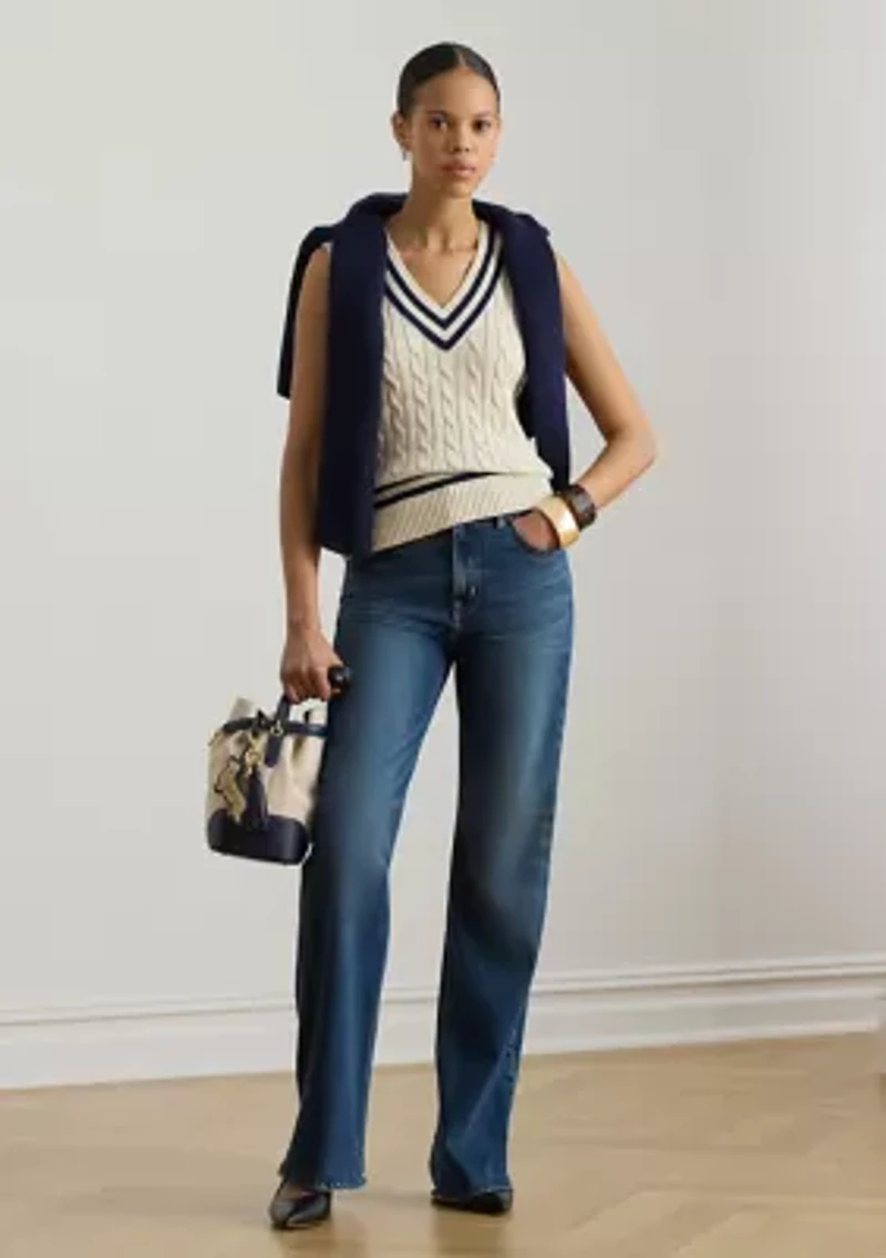 Petite Cable-Knit Cotton Cricket Sweater Vest