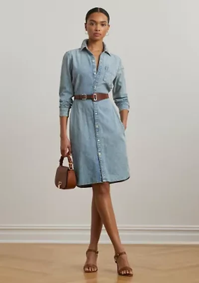 Petite Belted Denim Shirtdress