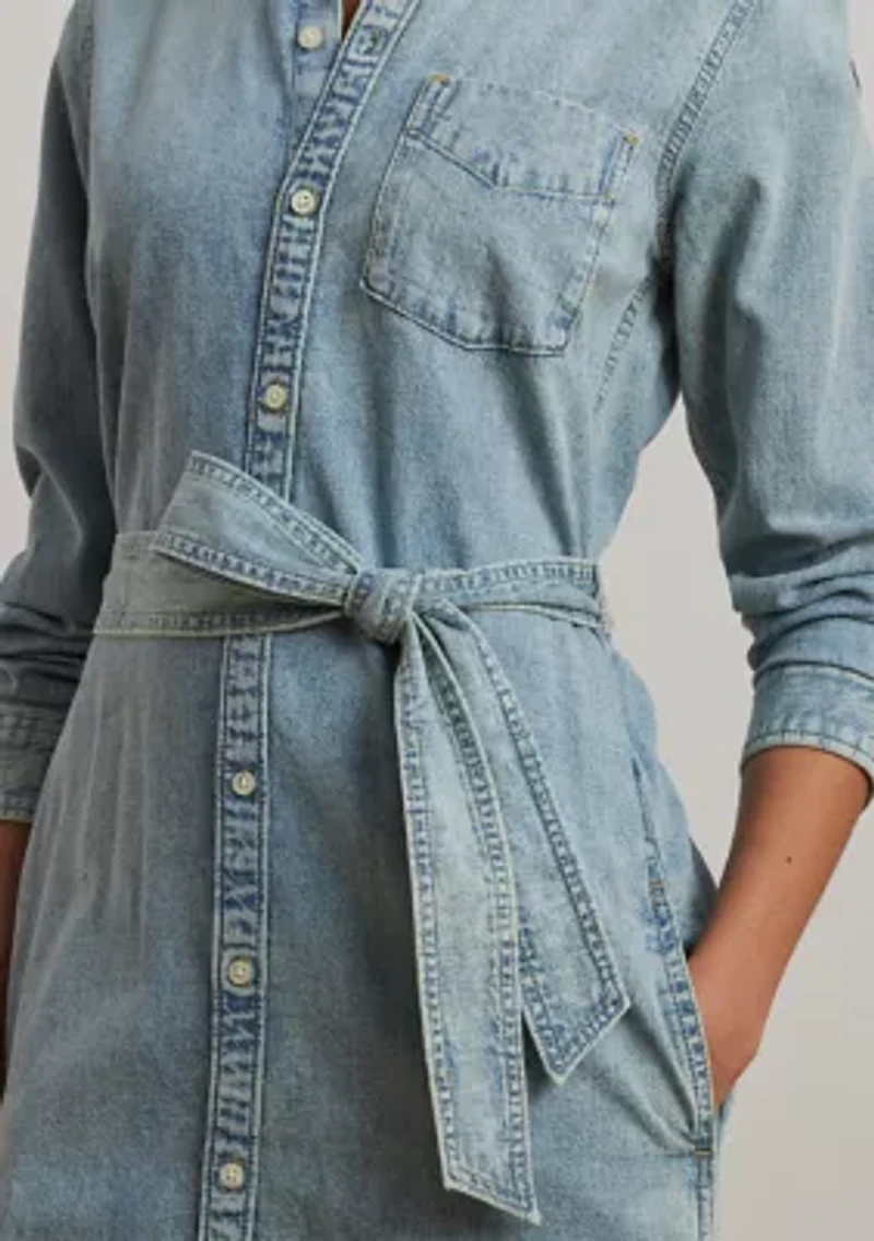 Petite Belted Denim Shirtdress