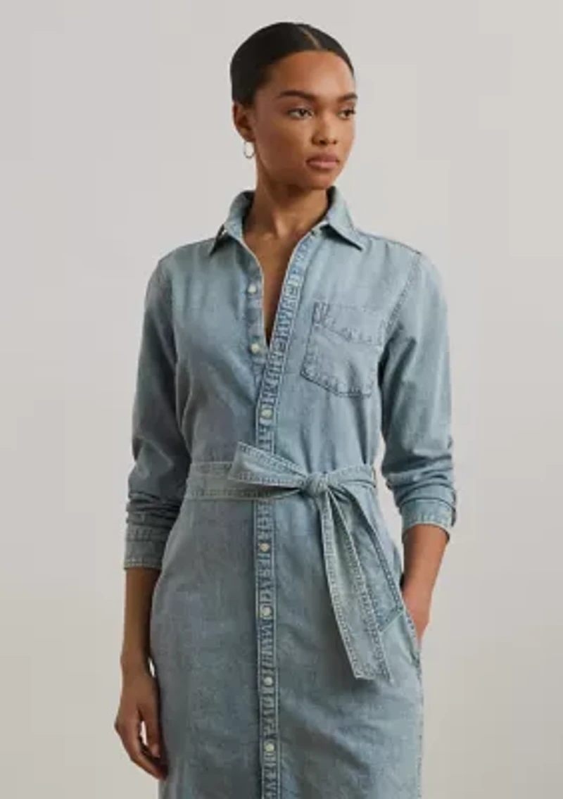 Petite Belted Denim Shirtdress