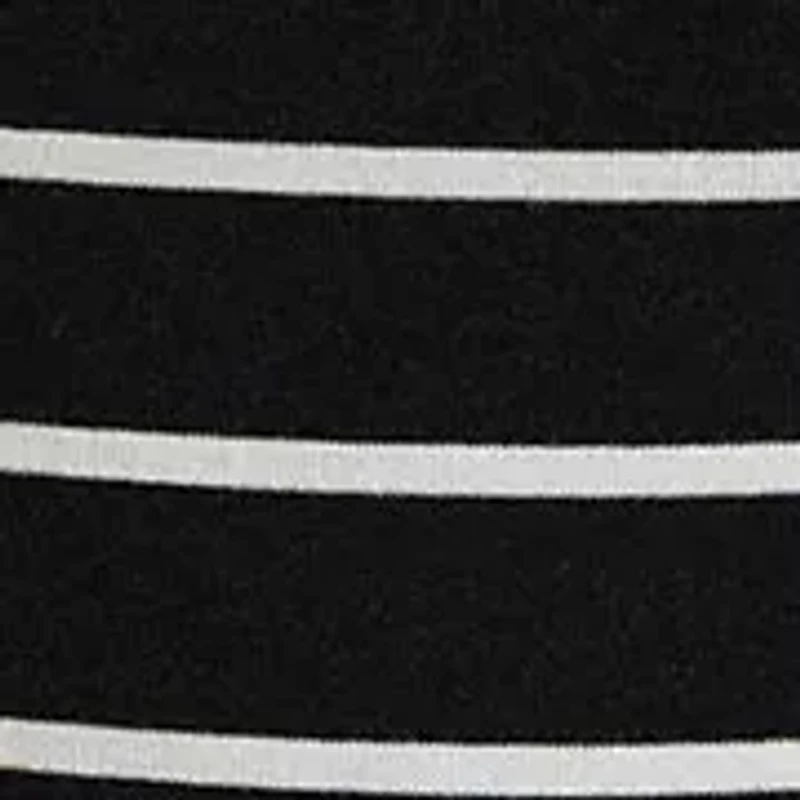Petite Striped Cotton Elbow Sleeve V-Neck T-Shirt