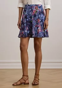 Petite Print Crinkle Georgette Mini Skirt