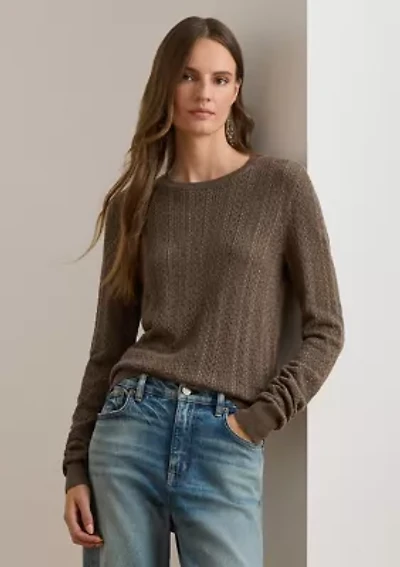 Petite Pointelle-Knit Cotton-Blend Sweater