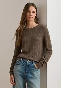 Petite Pointelle-Knit Cotton-Blend Sweater